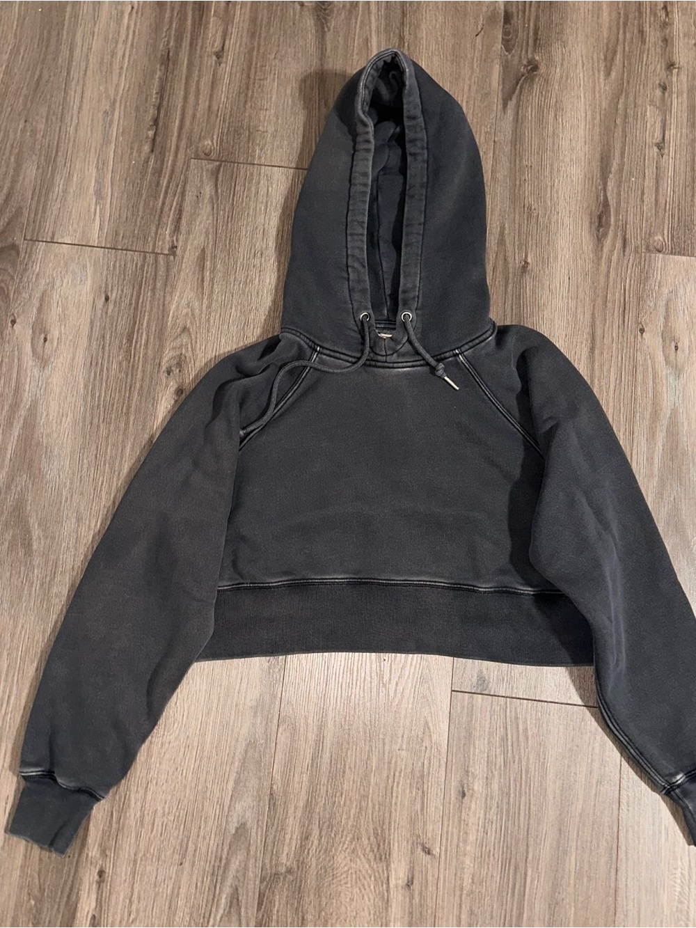 Abercrombie & Fitch Black Cropped Hoodie - Women's Pullover Distressed